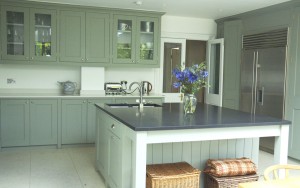 Hand-painted Kitchen with two types of stone worksurface.