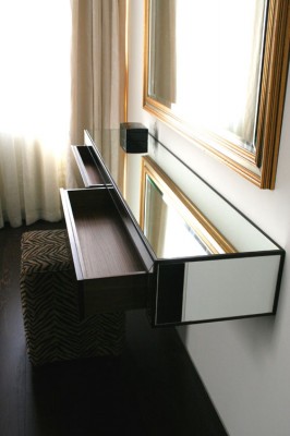 Wall-hung Dressing Table made from mirror and Macassar Ebony.